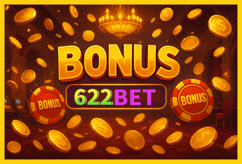 Imagem promovendo bônus 622BET com recompensas imperdíveis.